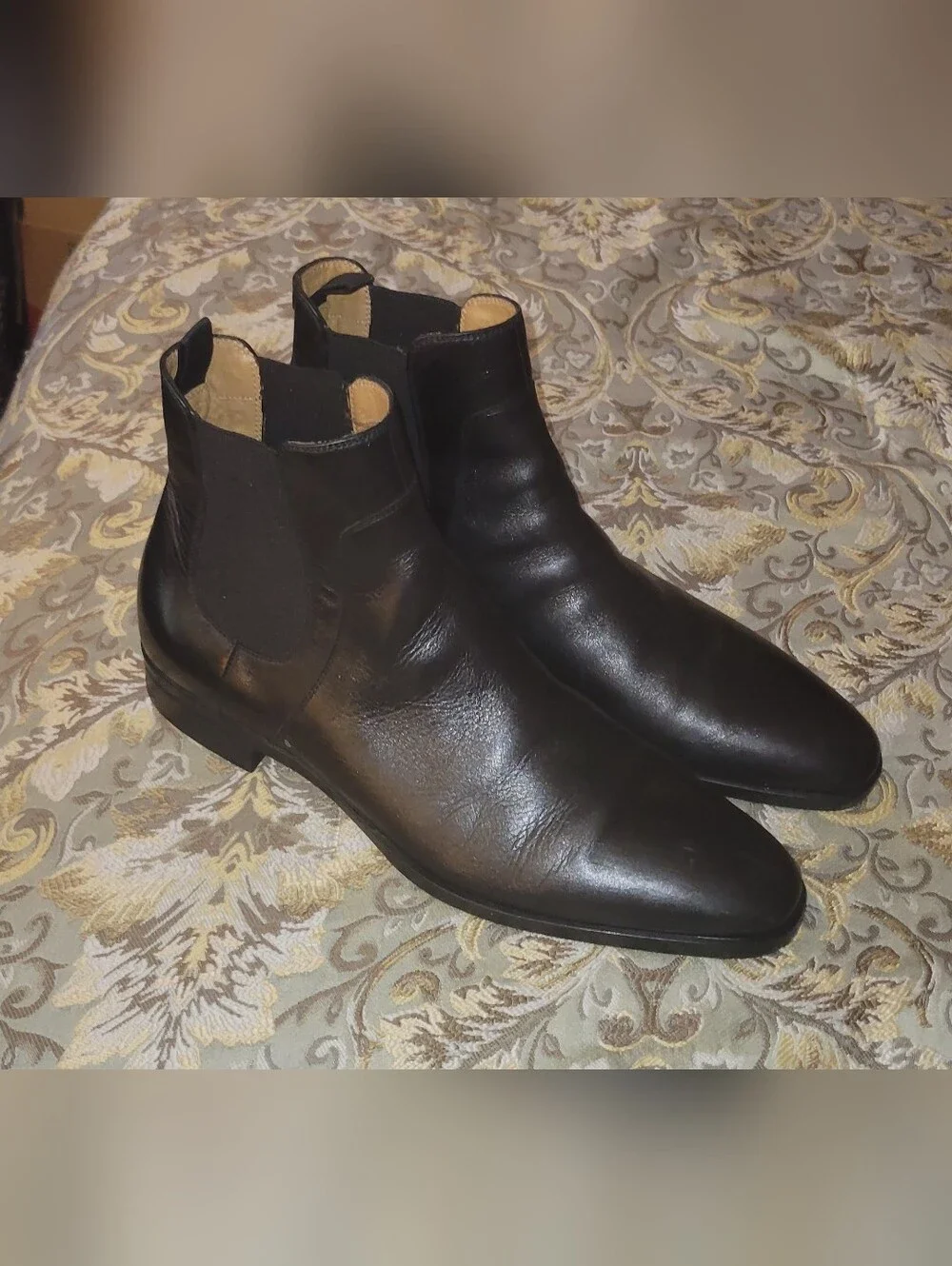 BOSS HUGO BOSS Men's Black Leather Boots Shoes- Classic Style